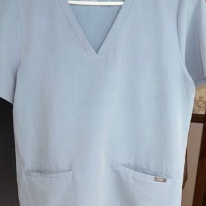 Figs Light Blue V-Neck Scrub Top and pants